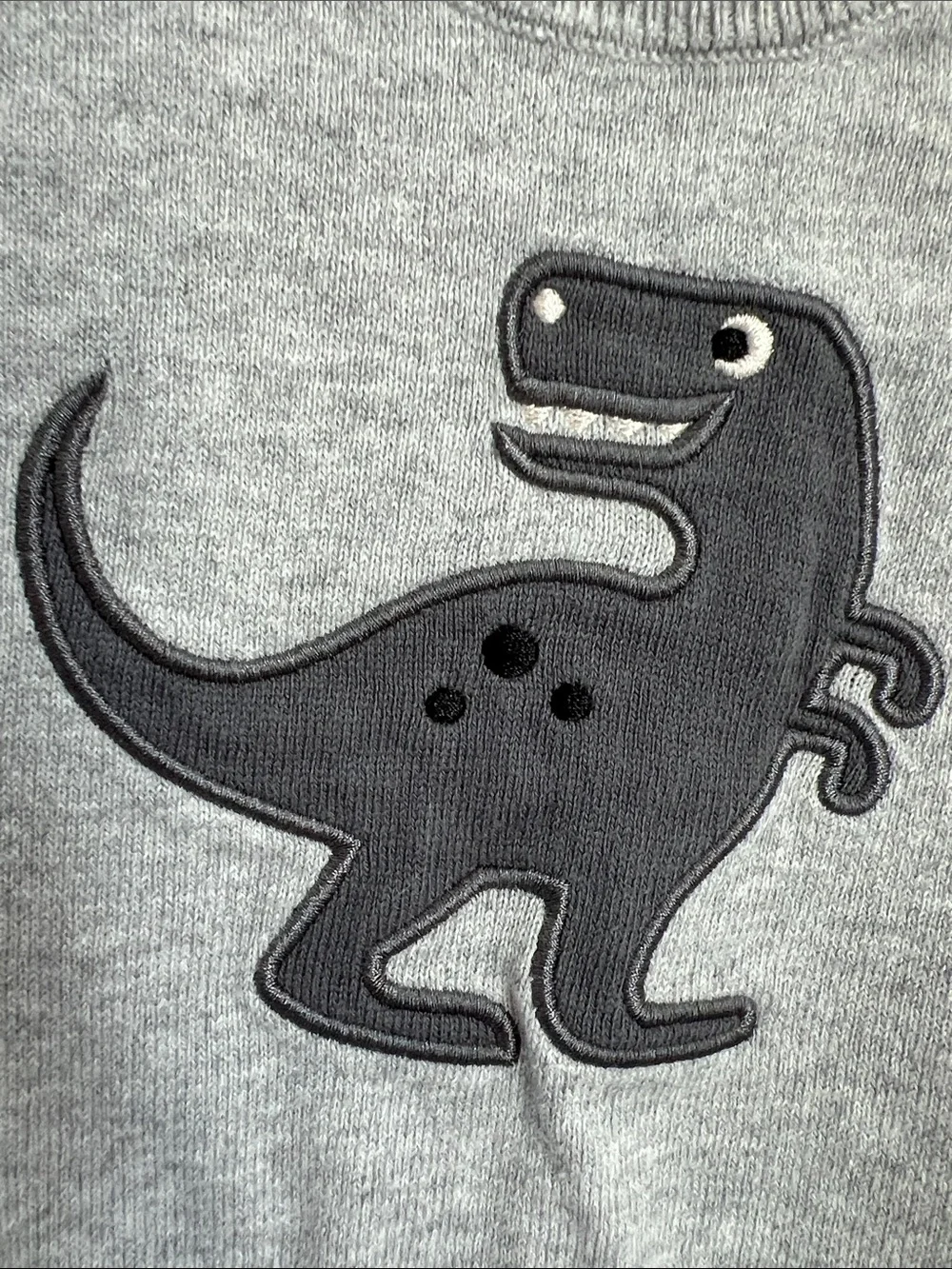 The Children’s Place | Baby Gray Dino Applique Crewneck Sweater Buttons Sz 6-9M